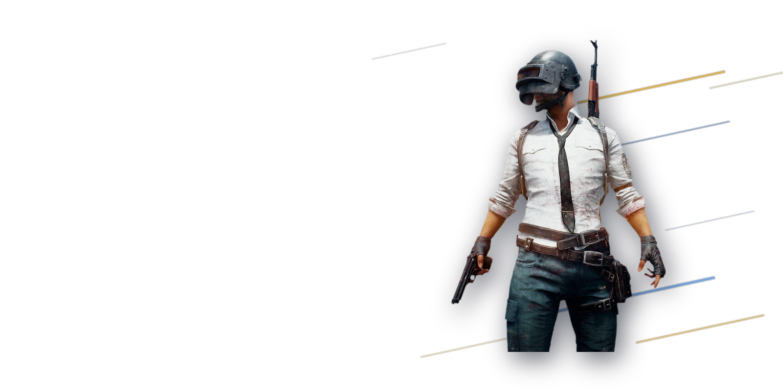 Un joueur de PUBG Mobile debout, casque de niveau trois, arme baissee